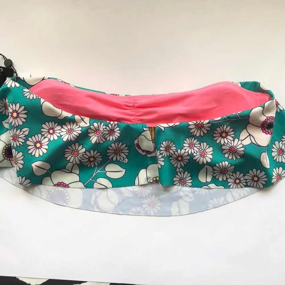 NWT Wildfox 60s Floral Swim Bandeau Top Size S